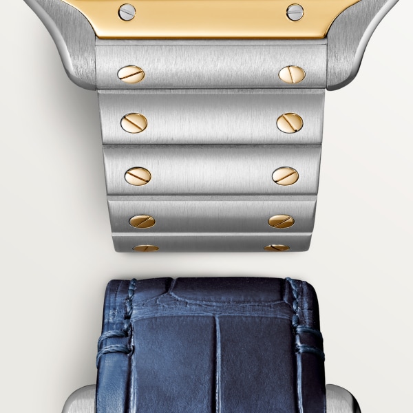Santos de Cartier 腕錶 大型款，手動上鏈機械機芯，18K黃金，精鋼，皮革