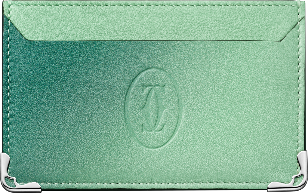 卡片夾，Must de Cartier漸變葉綠色小牛皮，鍍鈀飾面