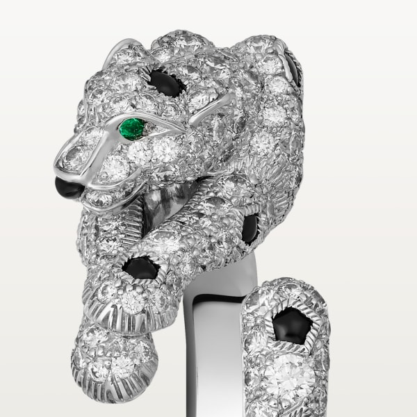 Panthère de Cartier 戒指 18K白色黃金，祖母綠，縞瑪瑙，鑽石