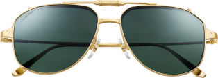 Santos de Cartier 太陽眼鏡 光滑及磨砂金色飾面金屬，綠色偏光夾式鏡片
