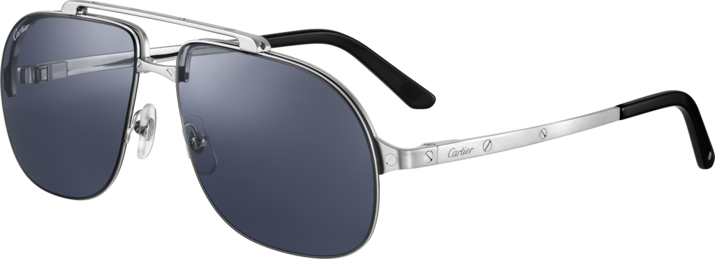 Santos de Cartier SunglassesSmooth and brushed platinum-finish metal, blue lenses