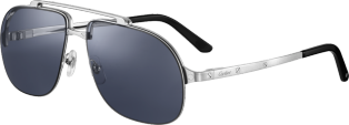 Santos de Cartier Sunglasses Smooth and brushed platinum-finish metal, blue lenses