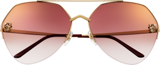 Panthère de Cartier 太陽眼鏡 光滑金色飾面金屬，酒紅色漸變鏡片，金色鏡面效果
