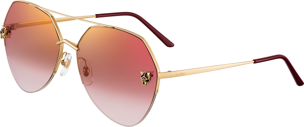 Panthère de Cartier SunglassesSmooth golden-finish metal, graduated burgundy lenses with golden flash