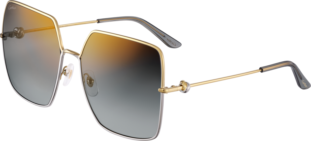 Trinity 太陽眼鏡光滑金色飾面金屬，深灰色鏡面鏡片，淺藍色及灰色色調，金色鏡面效果。