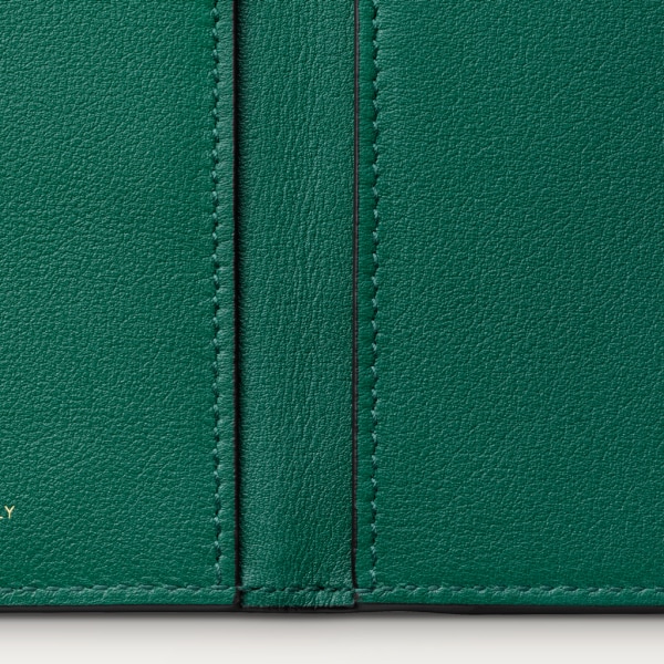 信用卡夾，可容納4張信用卡，Must de Cartier 葉綠色斑點小牛皮，金色飾面