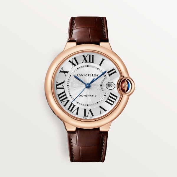 Ballon Bleu de Cartier watch 40 mm, automatic movement, 18K rose gold, leather