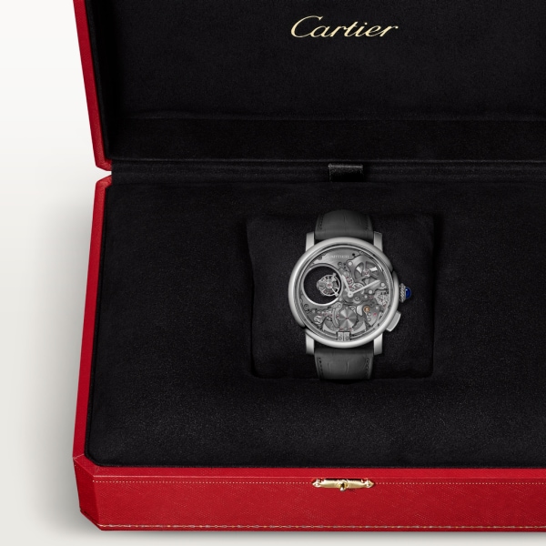 Rotonde de Cartier 腕錶 45毫米，手動上鏈機械機芯，鈦金屬，皮革