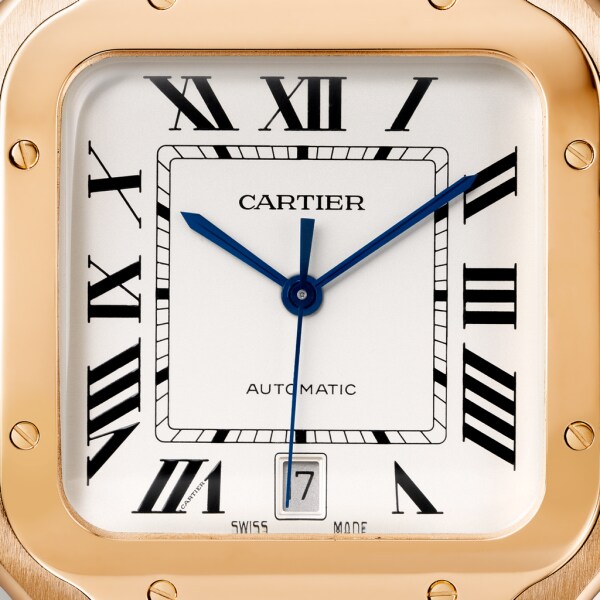 Santos de Cartier watch Large model, automatic movement, rose gold, interchangeable metal and leather bracelets