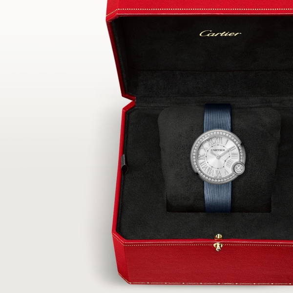 Ballon Blanc de Cartier 腕錶 30毫米，精鋼，鑽石，皮革