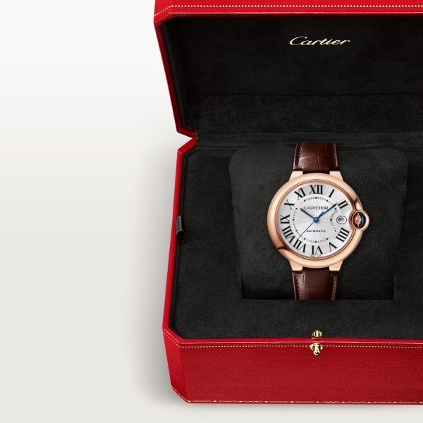 Ballon Bleu de Cartier 腕錶 40毫米，自動上鏈機械機芯，18K玫瑰金，皮革