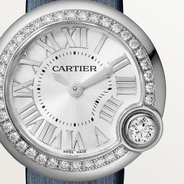 Ballon Blanc de Cartier 腕錶 26毫米，精鋼，鑽石，皮革