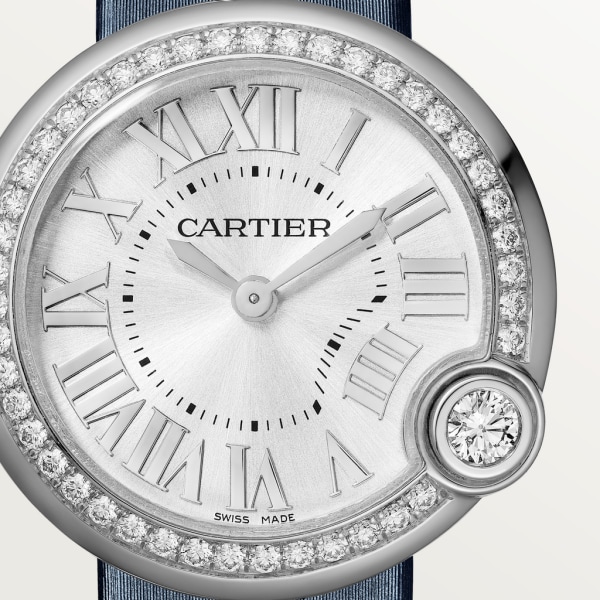 Ballon Blanc de Cartier 腕錶 30毫米，精鋼，鑽石，皮革