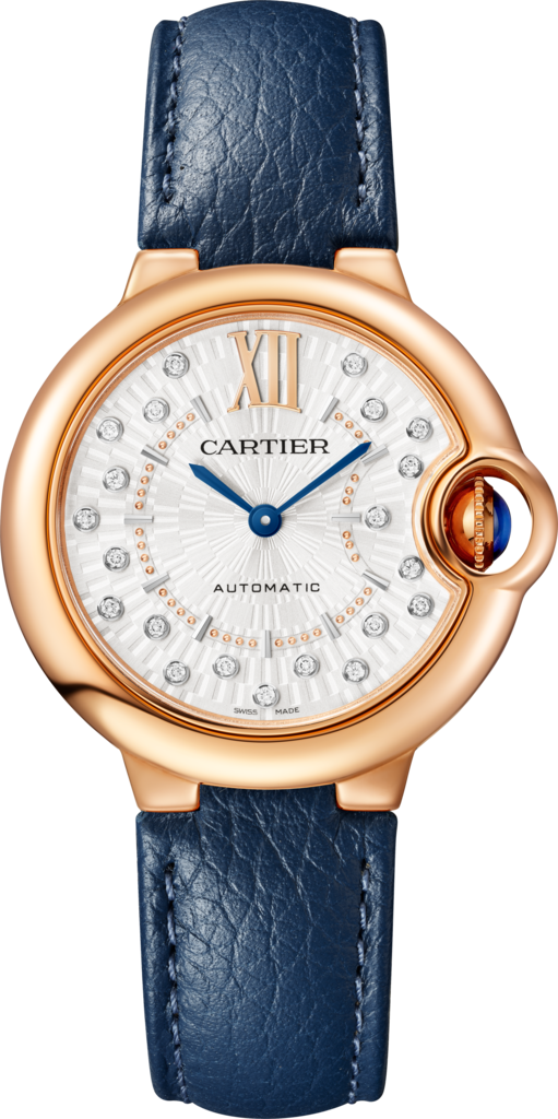 Ballon Bleu de Cartier 腕錶33毫米，自動上鏈機械機芯，玫瑰金，鑽石，皮革
