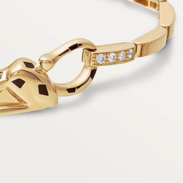 Panthère de Cartier 手鐲 18K黃金，亮漆，鑽石，沙弗萊石榴石，縞瑪瑙