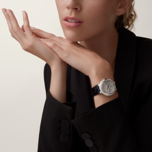 Ballon Bleu de Cartier 腕錶 37毫米，自動上鏈機械機芯，白色黃金，鑽石，鱷魚皮錶帶
