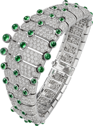 高級珠寶手鐲 白色黃金，祖母綠，鑽石