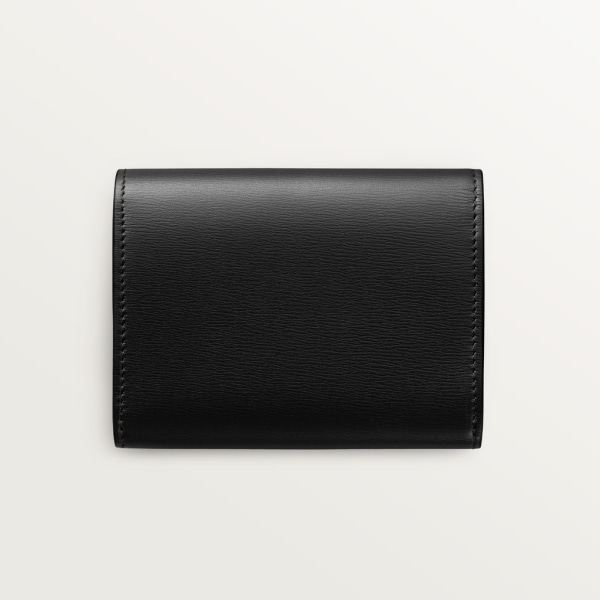 Wallet mini, Panthère de Cartier Black calfskin, golden finish