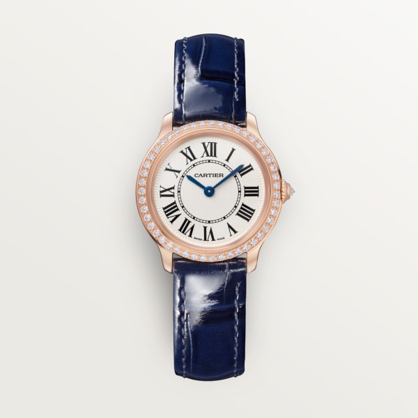 Ronde Louis Cartier 腕錶 29毫米，石英機芯，玫瑰金，鑽石，皮革