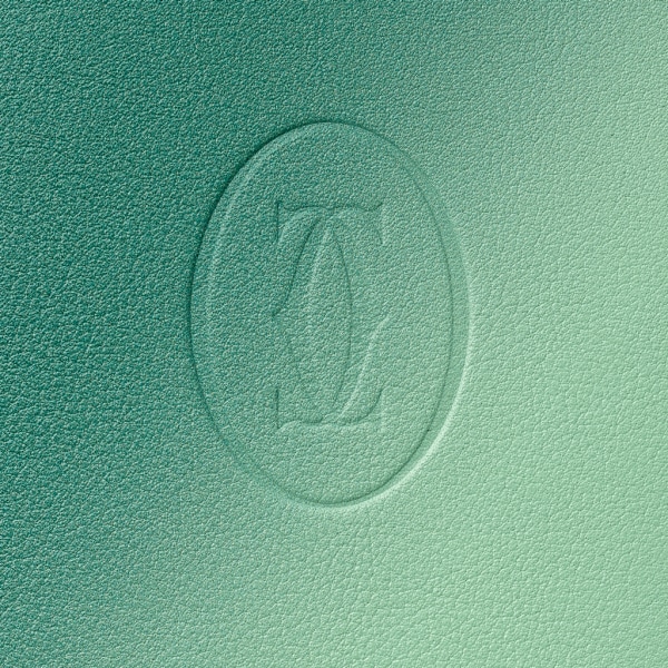 信用卡夾，可容納4張信用卡，Must de Cartier 漸變葉綠色小牛皮，鍍鈀飾面
