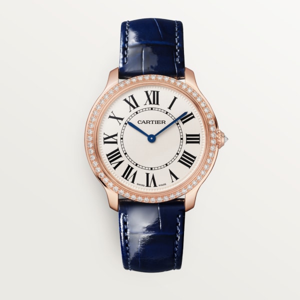Ronde Louis Cartier 腕錶 36毫米，石英機芯，玫瑰金，鑽石，皮革