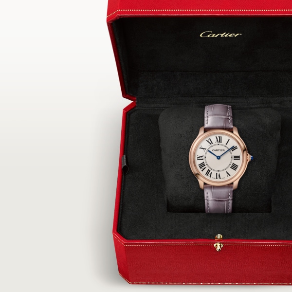 Ronde Louis Cartier 腕錶 36毫米，石英機芯，玫瑰金，皮革