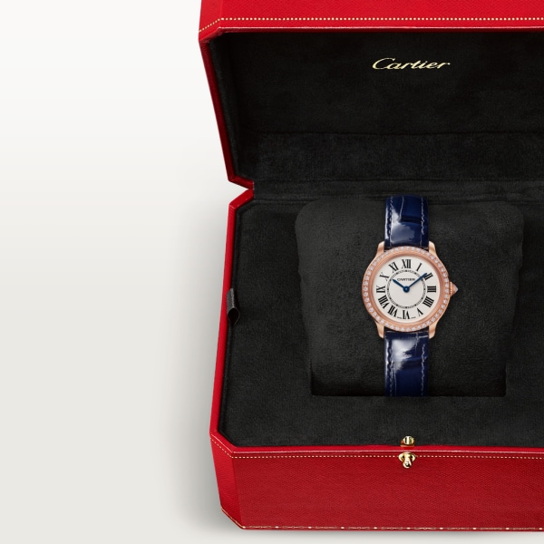 Ronde Louis Cartier 腕錶 29毫米，石英機芯，玫瑰金，鑽石，皮革