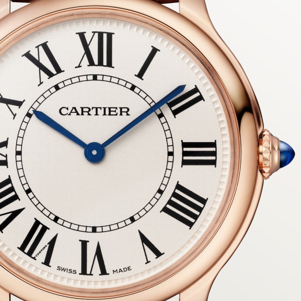 Ronde Louis Cartier watch 36 mm, quartz movement, rose gold, leather