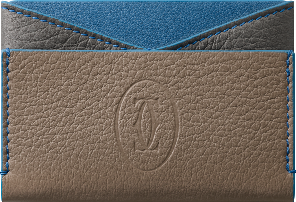 Simple card holder, Must de CartierTaupe, capri blue and anthracite grained calfskin