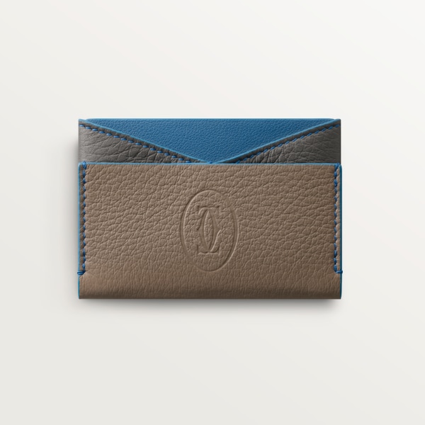 Simple card holder, Must de Cartier Taupe, capri blue and anthracite grained calfskin