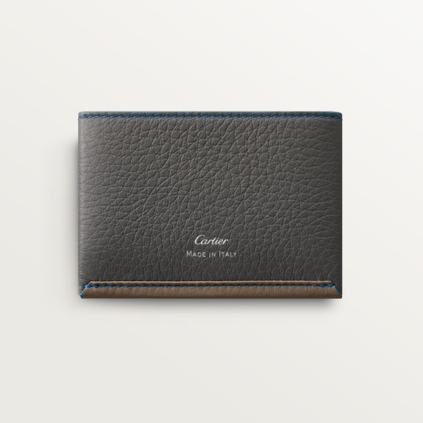 Simple card holder, Must de Cartier Taupe, capri blue and anthracite grained calfskin