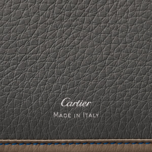 卡片夾，Must de Cartier 灰褐色、卡布里藍色及深灰色粒面小牛皮