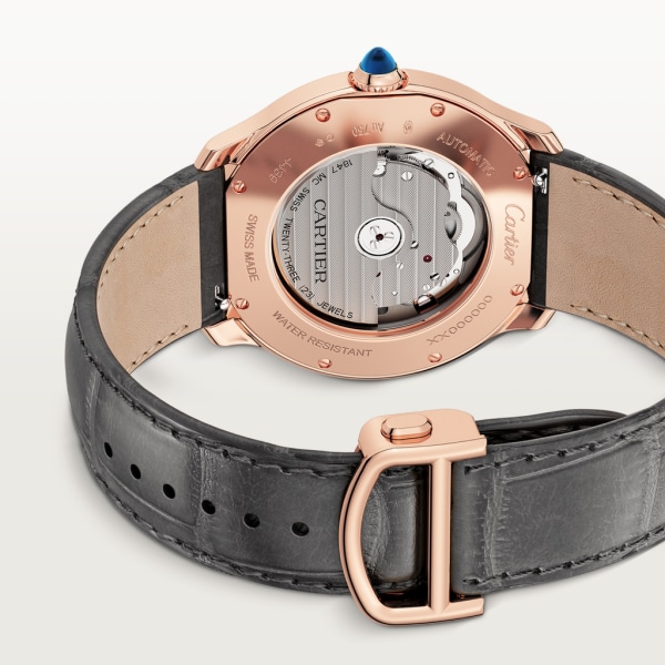 Ronde Louis Cartier 腕錶 40毫米，自動上鏈機械機芯，玫瑰金，皮革