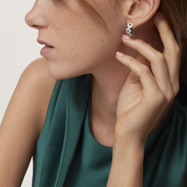 Panthère de Cartier 耳環 18K白色黃金，縞瑪瑙，鑽石