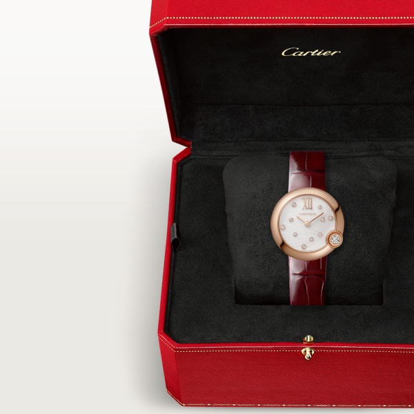 Ballon Blanc de Cartier 腕錶 30毫米，石英機芯，玫瑰金，鑽石，皮革