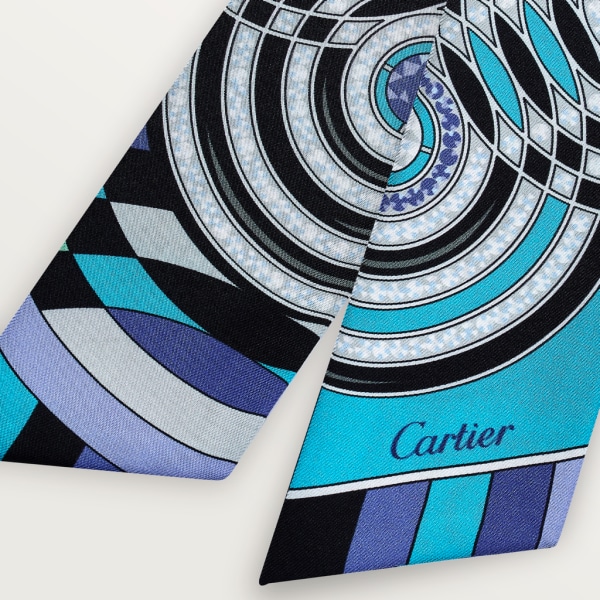 Cartier Vibrations 絲巾 藍色斜紋真絲