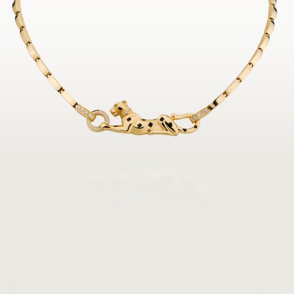 Panthère de Cartier necklace Yellow gold, lacquer, diamonds, tsavorite garnet