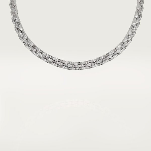 Maillon Panthère 高級項鏈，鋪鑲3行鑽石 白色黃金，鑽石