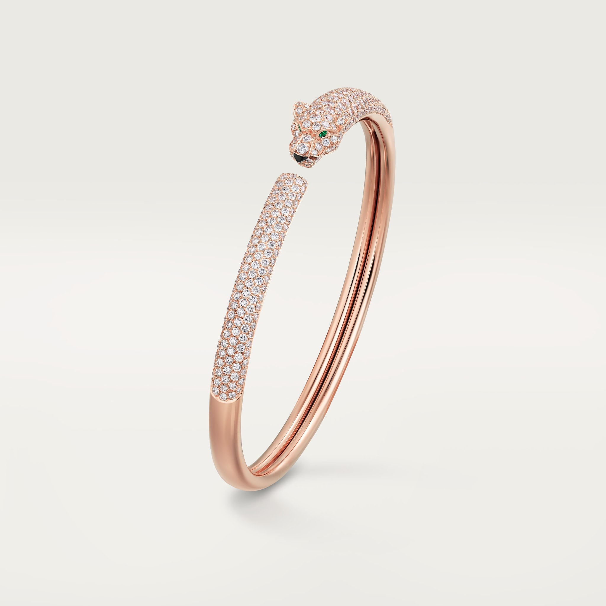 Panthère de Cartier 手鐲，小型款，鋪鑲鑽石 18K玫瑰金，縞瑪瑙，祖母綠，鑽石