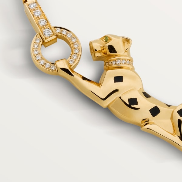 Panthère de Cartier 項鏈 18K黃金，亮漆，鑽石，沙弗萊石榴石