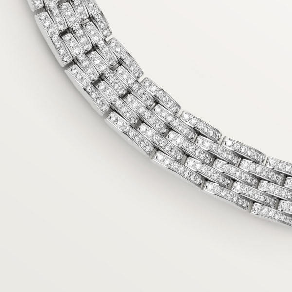 Maillon Panthère 高級項鏈，鋪鑲5行鑽石 白色黃金，鑽石