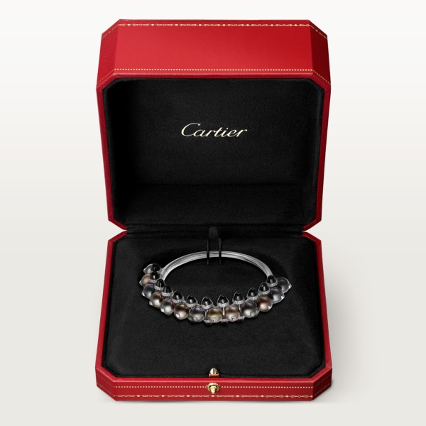 Clash de Cartier 手鐲 鍍銠飾面18K白色黃金，大溪地珍珠，縞瑪瑙，鑽石