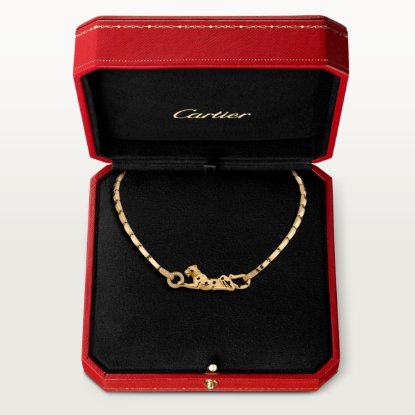 Panthère de Cartier necklace Yellow gold, lacquer, diamonds, tsavorite garnet