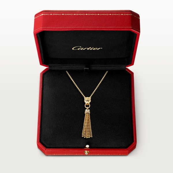 Panthère de Cartier 項鏈 18K黃金，黑色亮漆，沙弗萊石榴石，縞瑪瑙，鑽石