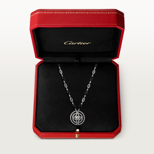 Galanterie de Cartier 項鏈 18K白色黃金，黑色亮漆，縞瑪瑙，鑽石