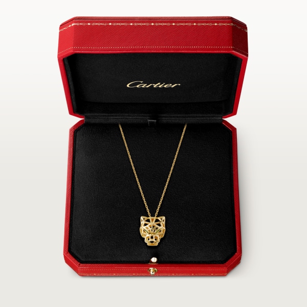 Panthère de Cartier 項鏈 18K黃金，沙弗萊石榴石，縞瑪瑙