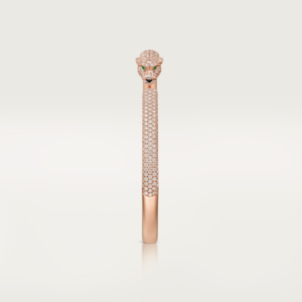 Panthère de Cartier 手鐲，小型款，鋪鑲鑽石  18K玫瑰金，縞瑪瑙，祖母綠，鑽石
