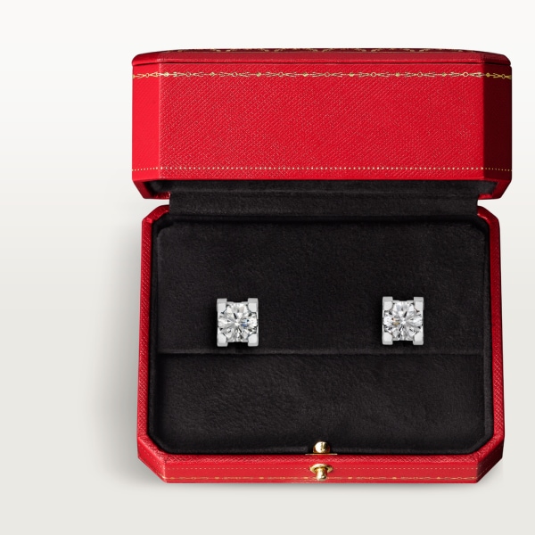 C de Cartier 耳環 18K白色黃金，鑽石
