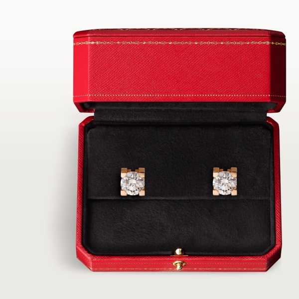 C de Cartier 耳環 18K玫瑰金，鑽石