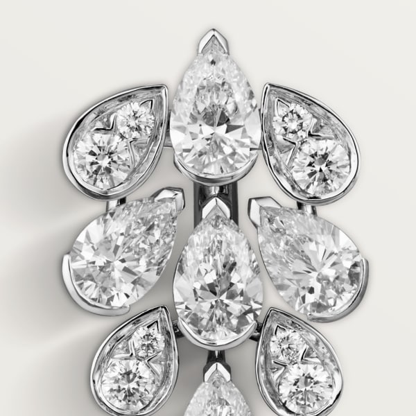 Pluie de Cartier 耳環 18K白色黃金，鑽石